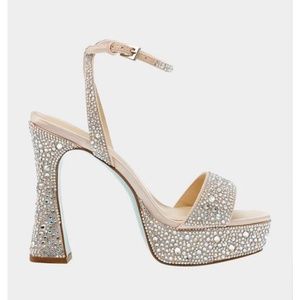 Brand New Betsey Johnson Beth Champagne Rhinestone Heels